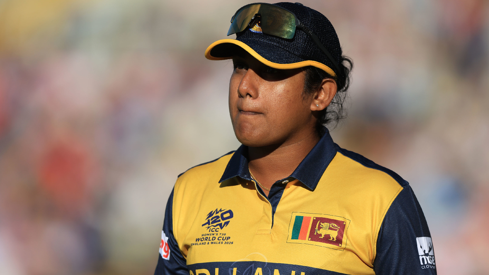 Sri Lanka's Chamari Athapaththu during the ICC Women's T20 World Cup, Group 2 match between England and Sri Lanka, at Edgbaston, Birmingham, England, Friday June 12, 2026. (Nigel French/PA via AP)
