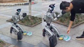 China humanoid robot asking for money