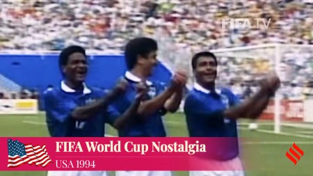 Brazil Bebeto Romario Cradle celebration FIFA WC 1994