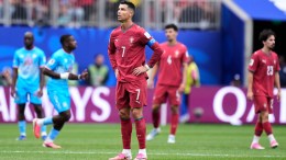 Portugal's Cristiano Ronaldo reacts during the World Cup Group K soccer match between Portugal and Congo in Houston, Wednesday, June 17, 2026. (AP Photo/Ashley Landis)