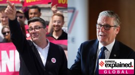Andy Burnham, Labour Party candidate for Makerfield (left) and Britain PM Keir Starmer (right) AP Photos