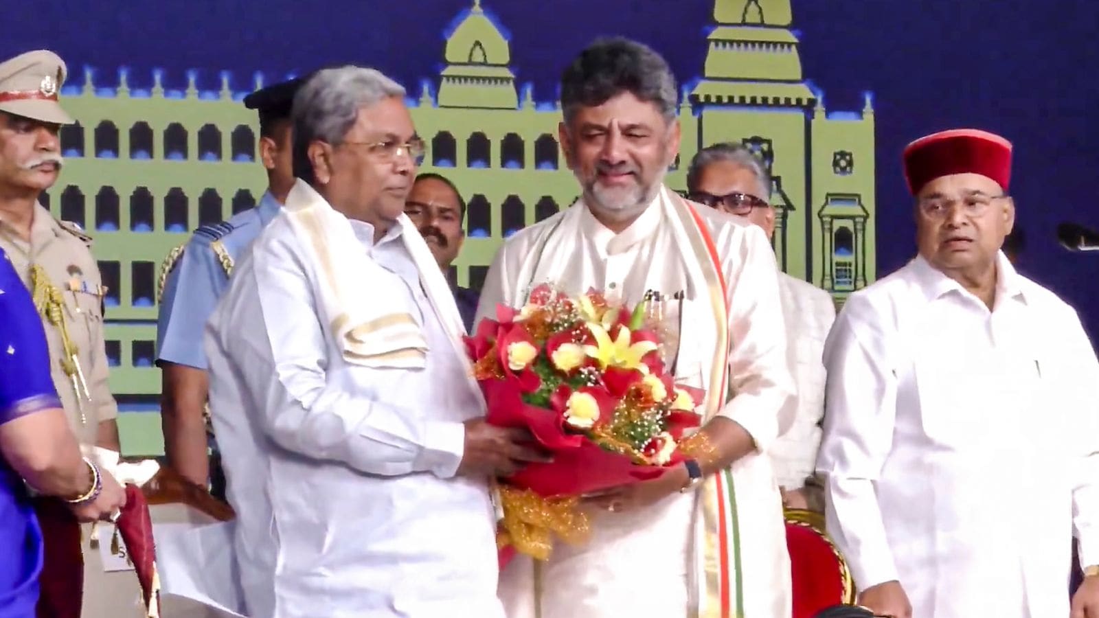 DK Shivakumar takes oath as the Chief Minister of Karnataka. (PTI Photo)