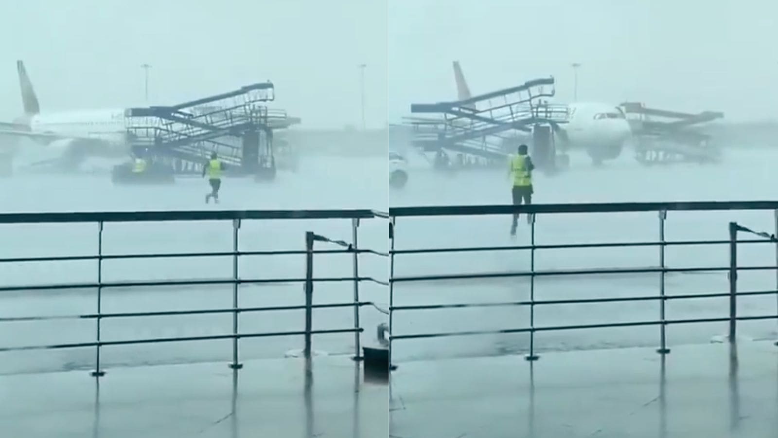 Strong winds send ground equipment crashing into planes at Delhi airport. Watch