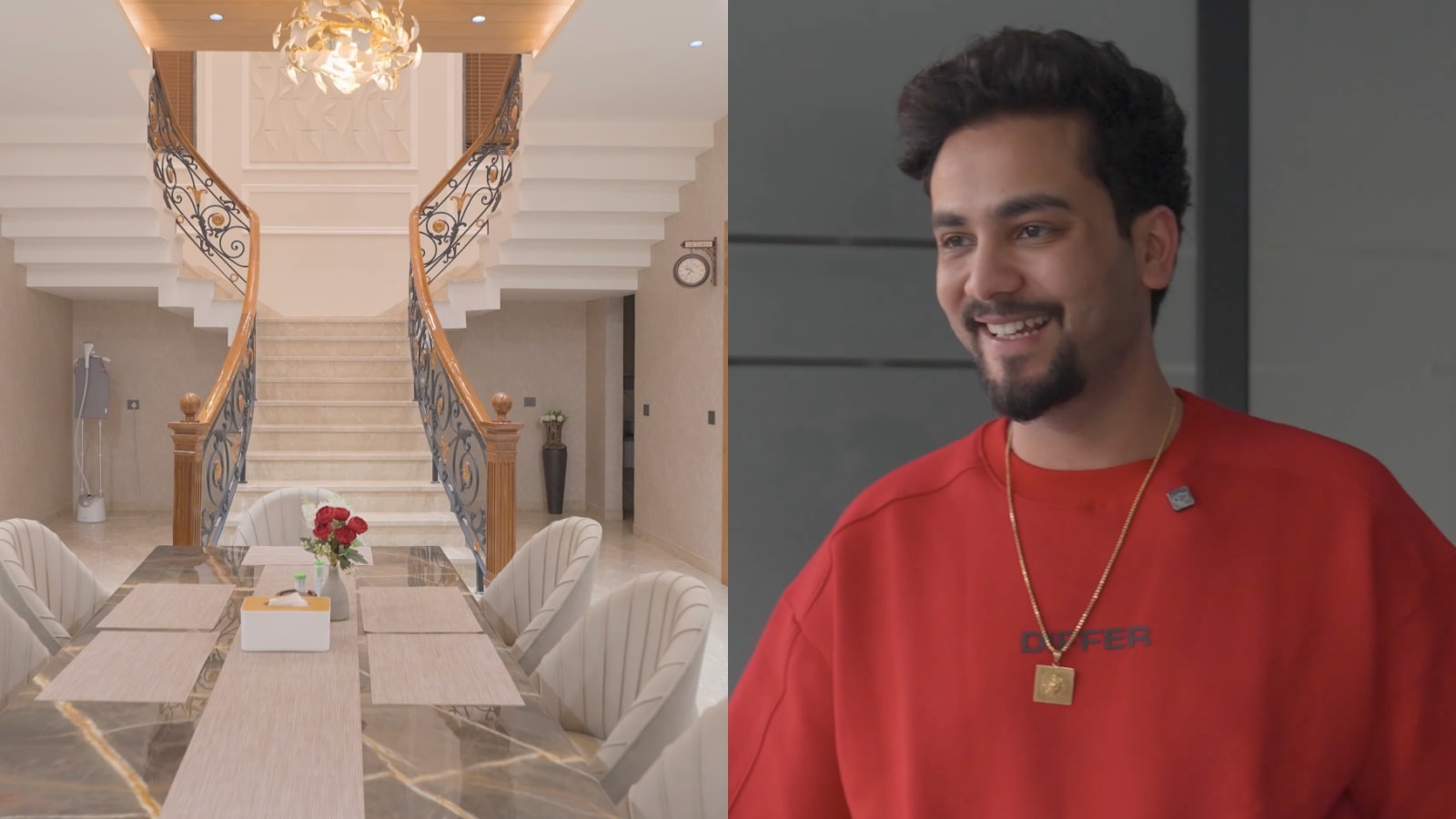 Inside Elvish Yadav Lavish 4 Storey Gurgaon Mansion Bollywood Style Grand Staircase Private Lift