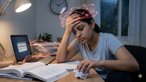 Students, who have already spent months preparing for an exam, are unsure if they can put the same effort once again. (Generated using AI) 