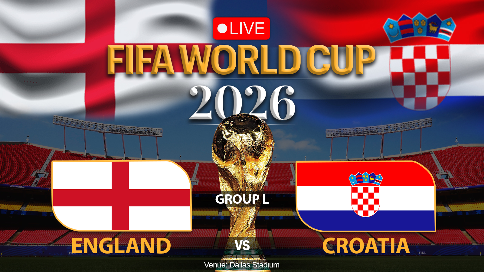 England vs Croatia Live Score FIFA World Cup 2026: ENG vs CRO National Football Teams Match Live