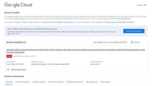 Customers may experience slightly elevated latency and non-optimal network routing into Google Cloud