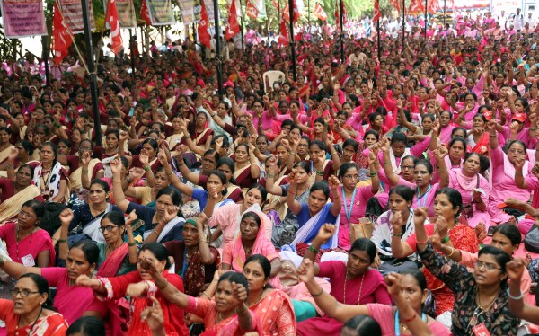 Anganwadi workers protest