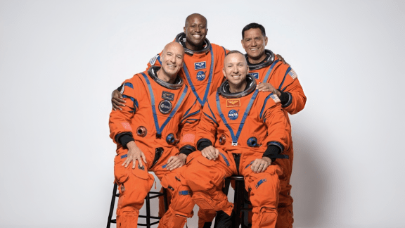 Nasa’s Randy Bresnik, Frank Rubio, and Andrew Douglas, along with European Space Agency astronaut Luca Parmitano, have been selected for the Artemis III mission. (Image: X/ Thomas Pesquet)