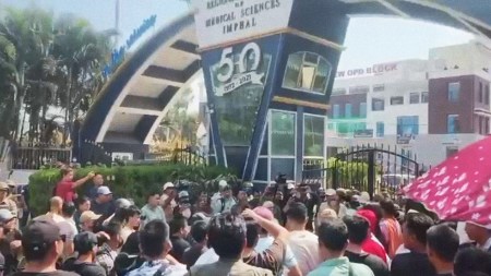 Tensions flare up in Imphal as large crowd surrounds premier hospital over treatment of injured Kuki men