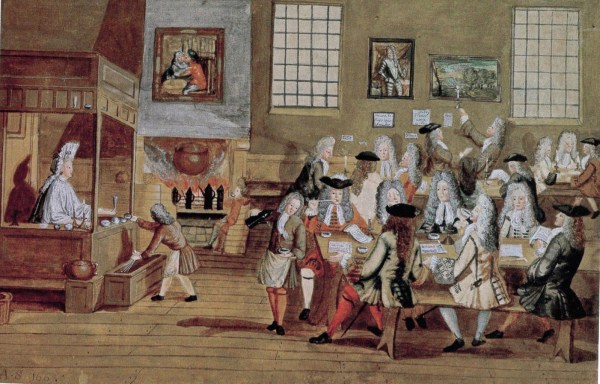 A coffee house in 17th century London (Wikipedia)