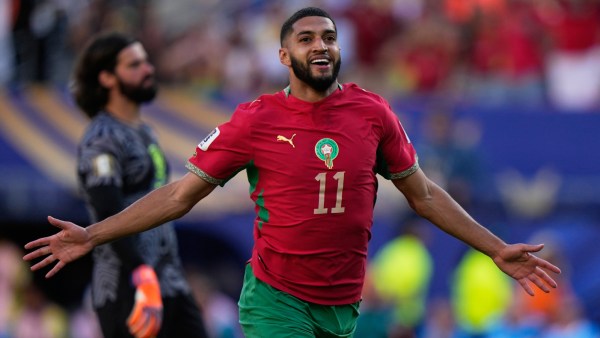 Ismael Saibari scored in the 21st minute to put Morocco ahead in the game vs Brazil. (AP)