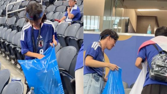 Japanese fans cleaning FIFA