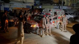 Pakistan paramilitary soldiers arrive near the site of an explosion, in Karachi, Pakistan, Saturday, June 27, 2026. (AP Photo)