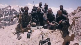 Col. Raj on the extreme right in the front row, before advancing to the strategic Point 5465 during the Kargil War.