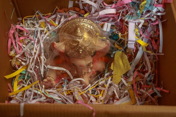 At Deepak Kala Kendra in Pen, artisans are currently busy packing Ganpati idols for overseas shipments ahead of the monsoon season. (Express photo by Narendra Vaskar)