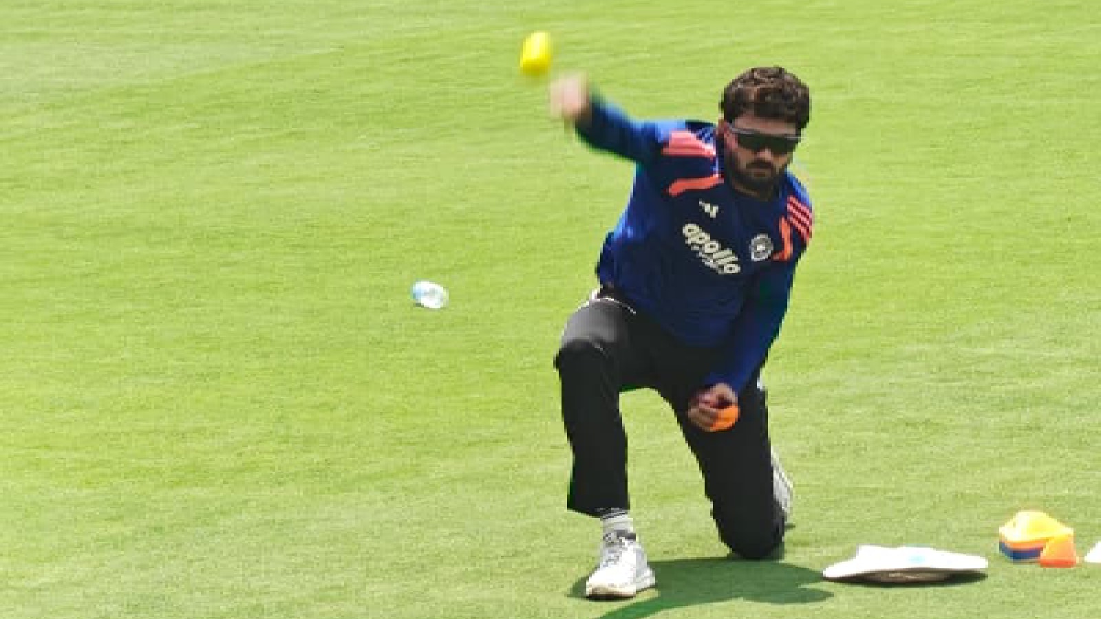 Nitish doing drills employed by Steffan Jones at the PCA Stadium in New Chandigarh ahead of the Test match last week. (Credit: Express Photo by Lalith Kalidas)