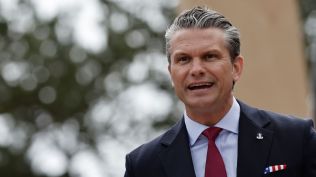 US Defense Secretary Pete Hegseth delivers a speech at the US cemetery to commemorate the 82nd anniversary of the D-Day landings, in Colleville-sur-Mer, Normandy, France, Saturday, June 6, 2026. (AP Photo)
