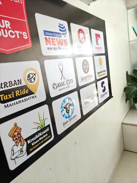 Board with products of ThynkTech India at Hinjewadi office.