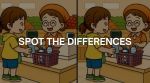 Spot the differences grocery shopping puzzle with 3 hidden changes