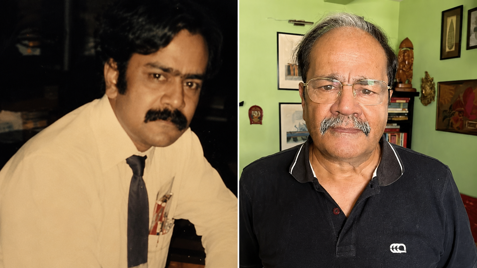 The reporter, Raju Santhanam, then and now.