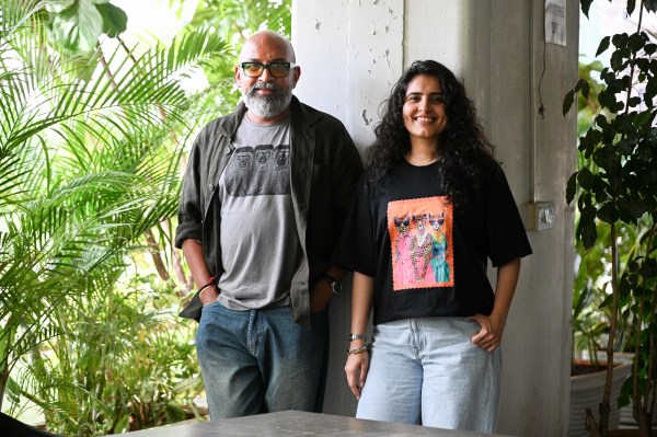 Director Suresh Triveni and writer Pooja Tolani pose for photographs during an interview, in Mumbai (Express photo by Sankhadeep Banerjee)