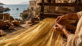 Korean researchers have recreated the legendary golden sea silk using byssus from edible clams, offering a sustainable alternative to the endangered original source. (Image generated using AI: OpenAI)