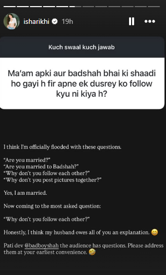 Isha Rakhi's Instagram Story