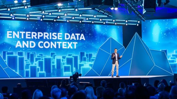 Snowflake CEO Sridhar Ramaswamy on stage during the Snowflake Summit 2026 in San Francisco. (Express Image/Snowflake)