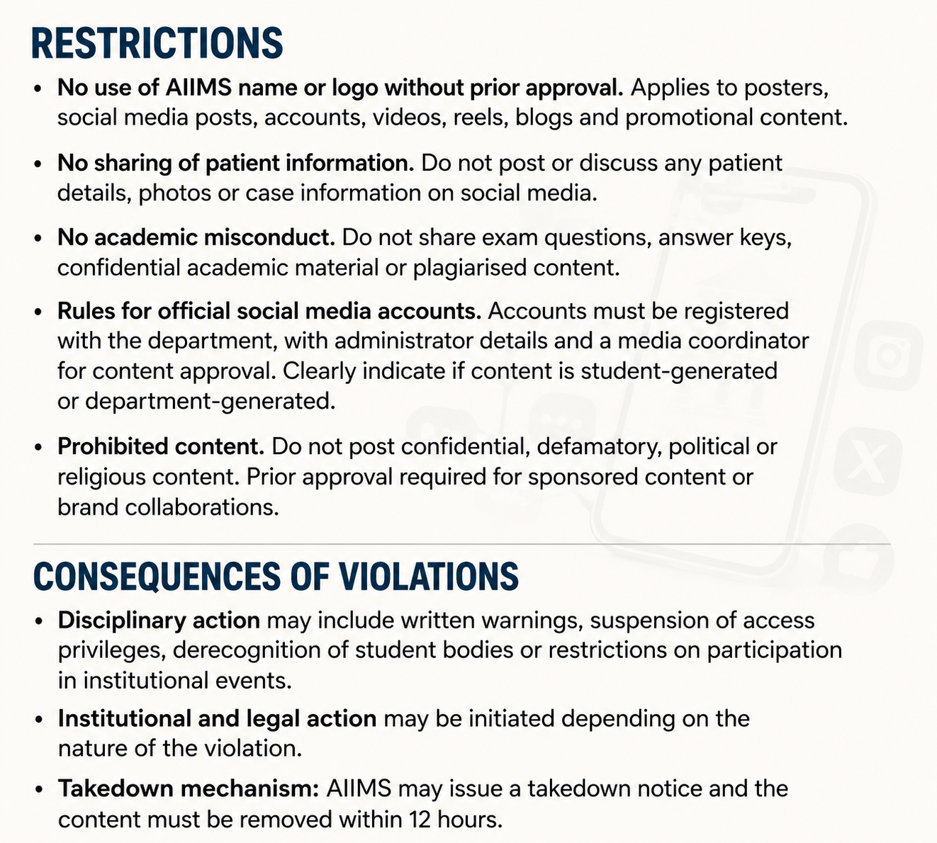 aiims social media guidelines