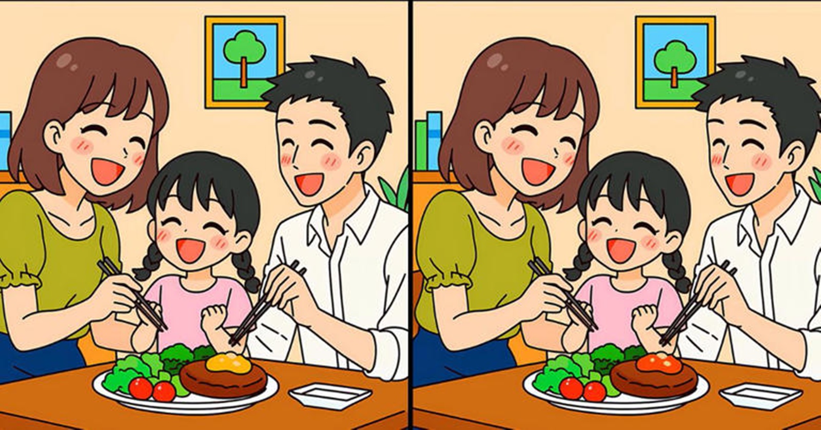 Can you spot all the differences in this family dinner scene?