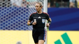 Tori Penso became only the second woman referee to officiate in a FIFA men’s World Cup match. (AP)