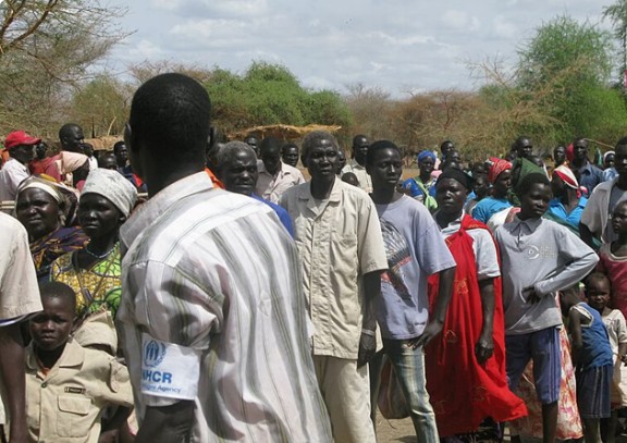 UN staff assist refugees at the Doro camp in South Sudan. 