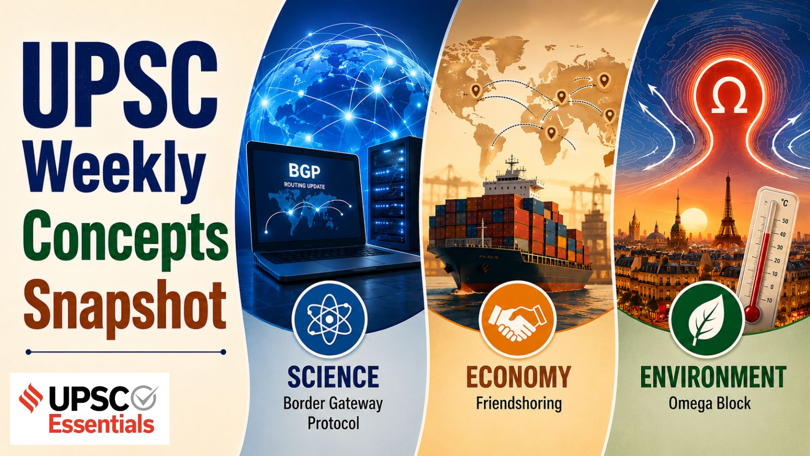 UPSC Weekly Concepts Snapshot | BGP Hijacking, Friendshoring, Omega Block