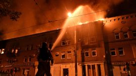 Firefighters work at a site of an apartment building hit by a Russian drone strike in Zaporizhzhia, Ukraine, on June 16, 2026. (REUTERS)