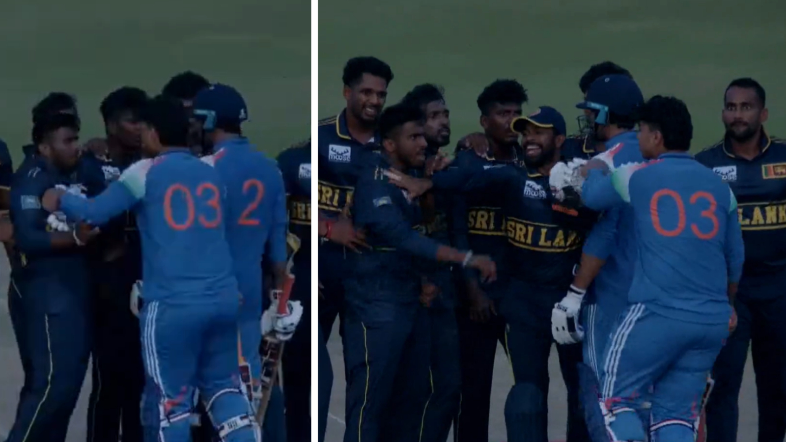 Vaibhav Sooryavanshi lost his cool and ended up shoving a Sri Lankan player during India A vs Sri Lanka A Tri-Nation Series match in Dambulla. (Screengrab/X)