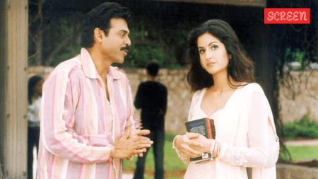Venkatesh and Katrina Kaif in a still from Malliswari, the 2004 Telugu film that marked Kaif's debut in the industry