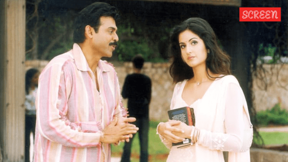 Venkatesh and Katrina Kaif in a still from Malliswari, the 2004 Telugu film that marked Kaif's debut in the industry