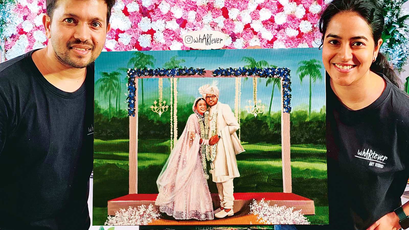 Live wedding artists Varsha Nair and her husband Vivek Wagh