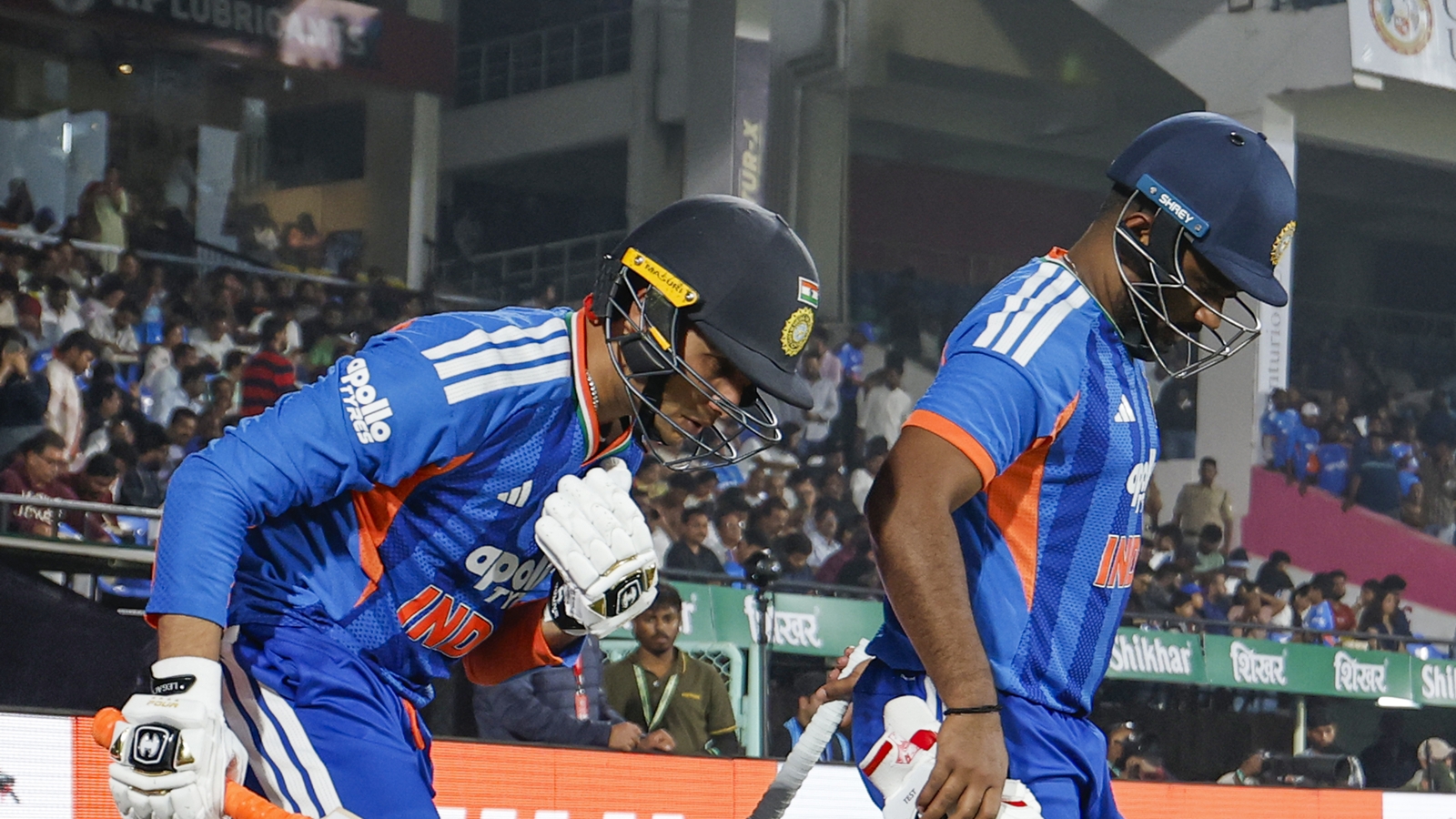  Indian openers Abhishek Sharma and Sanju Samson in action. (BCCI)