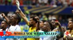 Cape Verde players celebrate after the World Cup Group H match against Spain. (AP Photo)