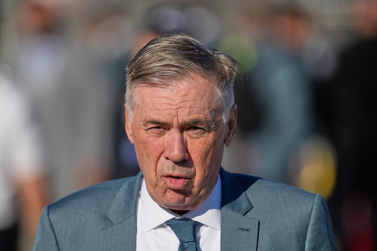 Brazil head coach Carlo Ancelotti arrives at Newark Liberty International Airport in Newark, N.J., Tuesday, June 2, 2026, as the team arrives ahead of the World Cup.