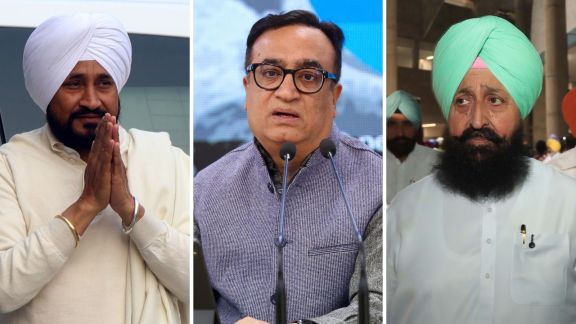Congress Working Committee member Charanjit Singh Channi, AICC treasurer Ajay Maken, Congress Legislature Party leader Partap Singh Bajwa