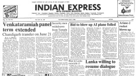 This is the front page of The Indian Express published on June 01, 1986.