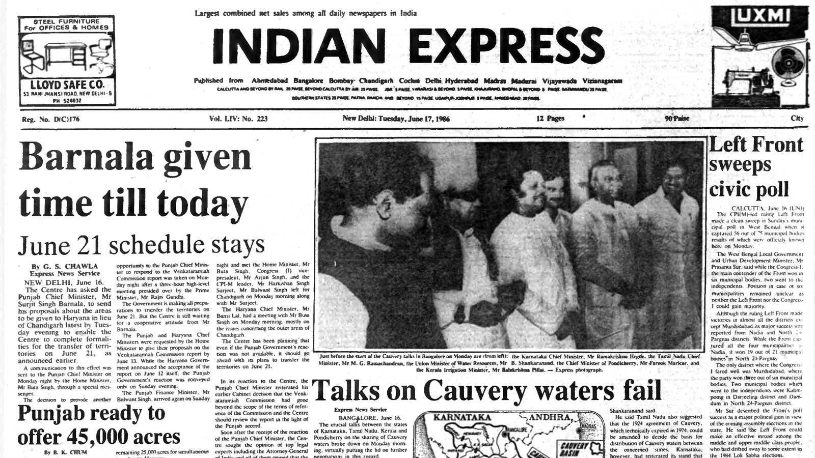 40 years ago June 17, 1986: Wrangling over Chandigarh