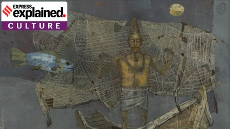 The Fisherman by Ganesh Pyne, 1979 auctioned at Christie's Sublime Shadows (photo: Christie's Press Centre)