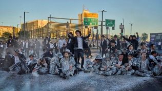 Israeli mounted police disperse Ultra-Orthodox Jews blocking a road during a protest against the army draft in Jerusalem
