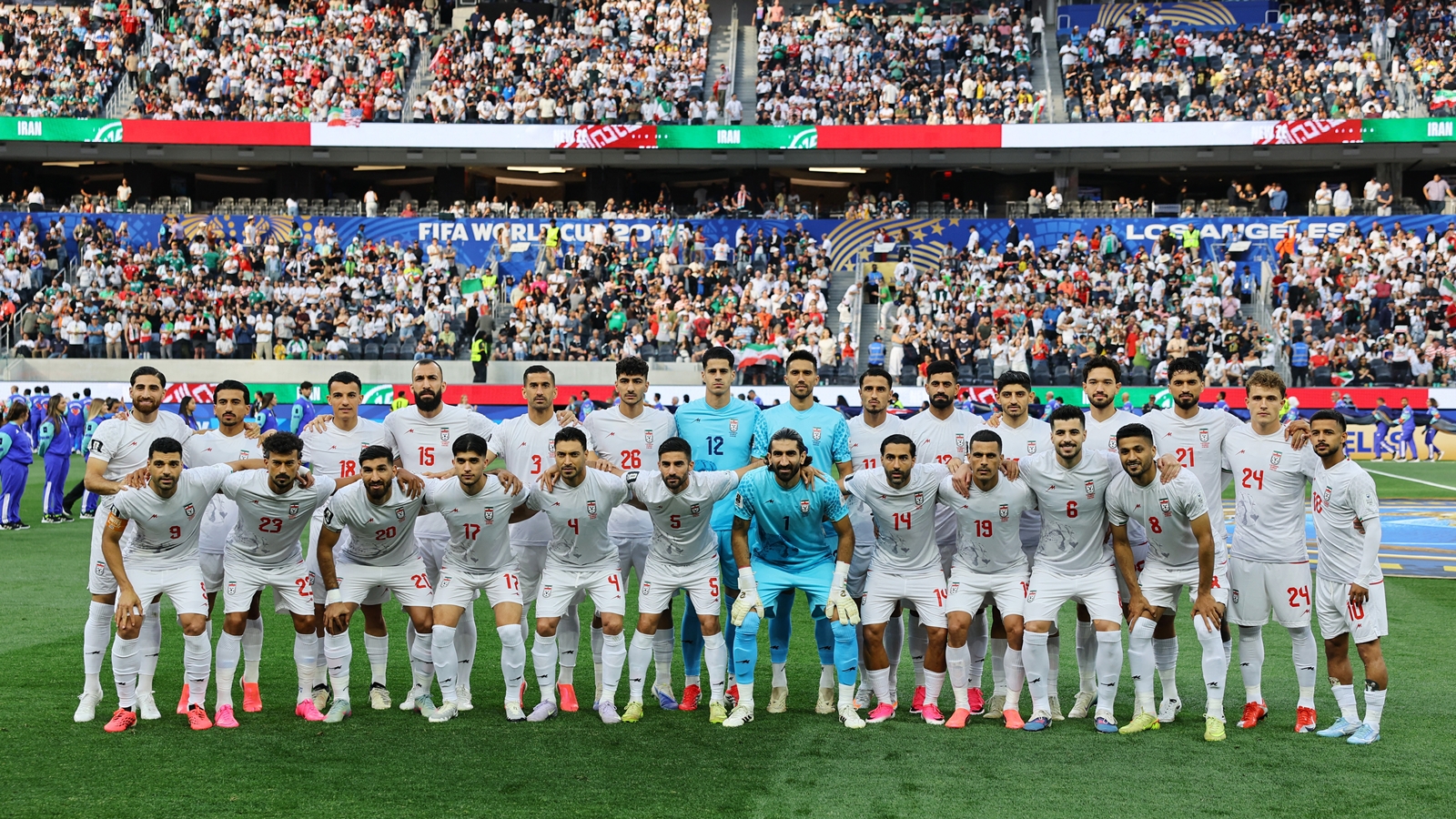 Iran players pose for a team group photograph before their 2026 FIFA World Cup opening game against New Zealand, which ended in a 2-2 draw. (Reuters Photo)