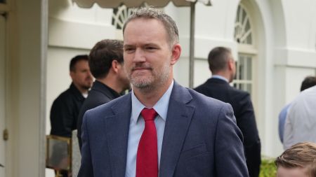 U.S. Trade Representative Jamieson Greer arrives at the White House ahead of the UFC Freedom 250 on the South Lawn, Sunday, June 14, 2026, in Washington