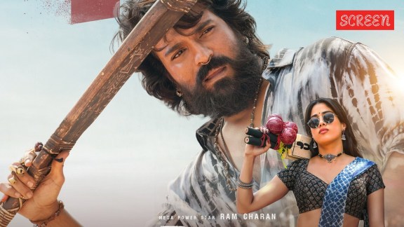 Ram Charan and Janhvi Kapoor in a still from Peddi